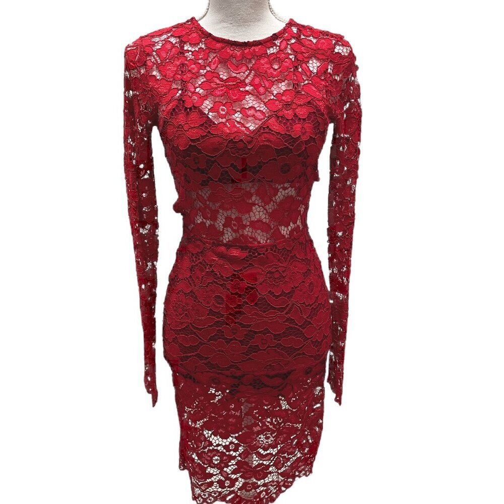 Lovers & Friends Red Floral Lace Dress XSMALL